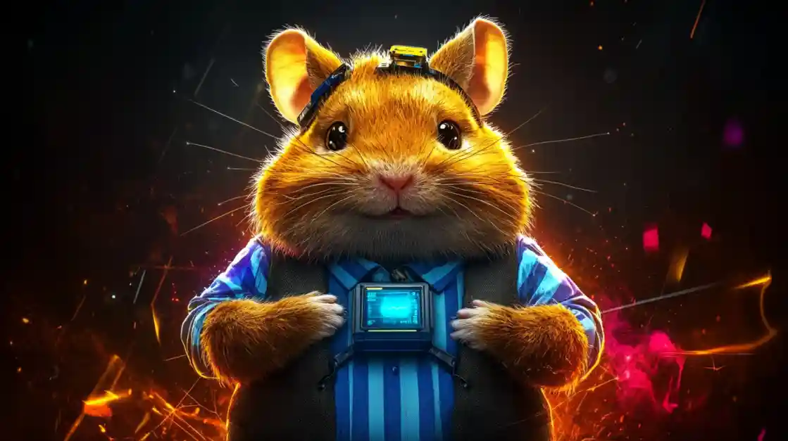 A cute and tech-savvy hamster character wearing a vest and a headset, with a friendly expression, representing the playful and innovative spirit of 777jilibet.